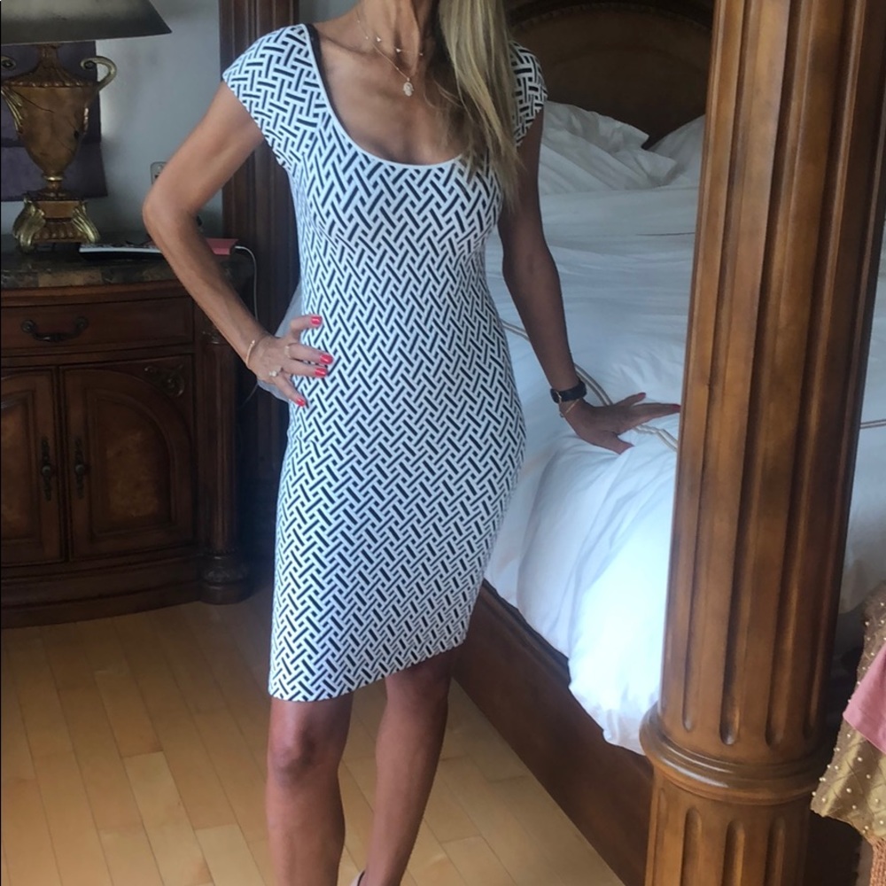 Bebe Bodycon black and white dress